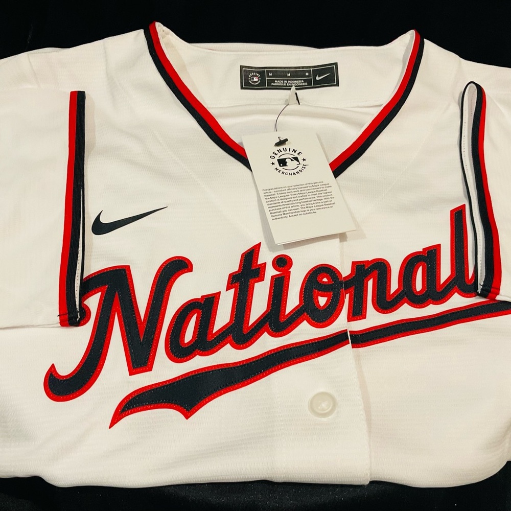 Nike Washington Nationals White and Red Jersey